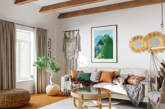 Poster vertical montagne fleurie