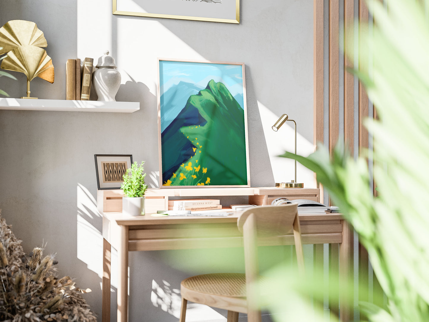 Poster vertical montagne fleurie